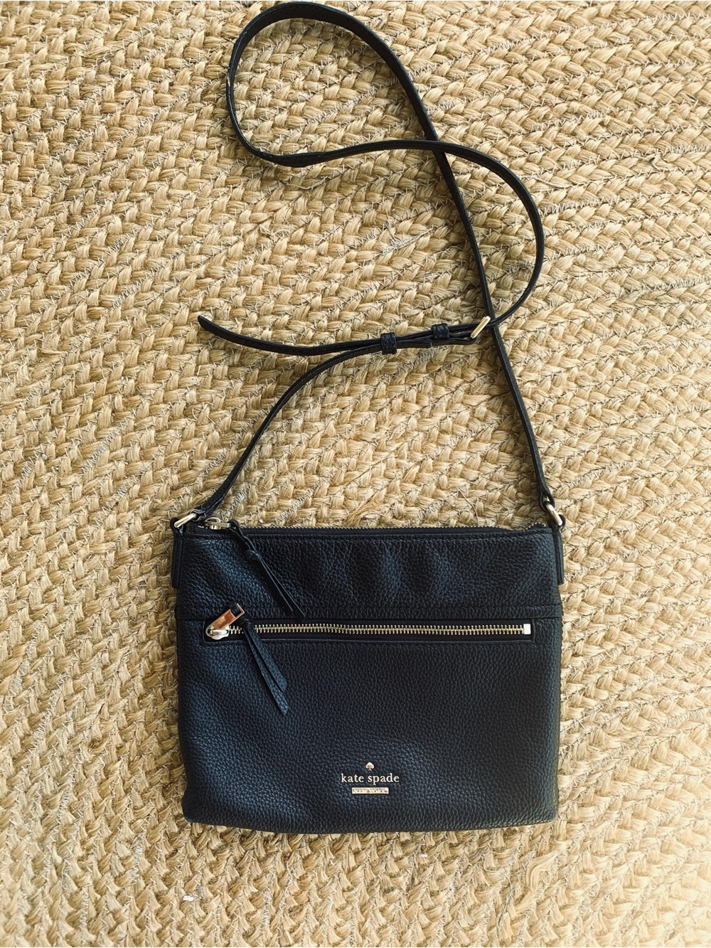 Kate Spade top zip black pebble leather crossbody bag